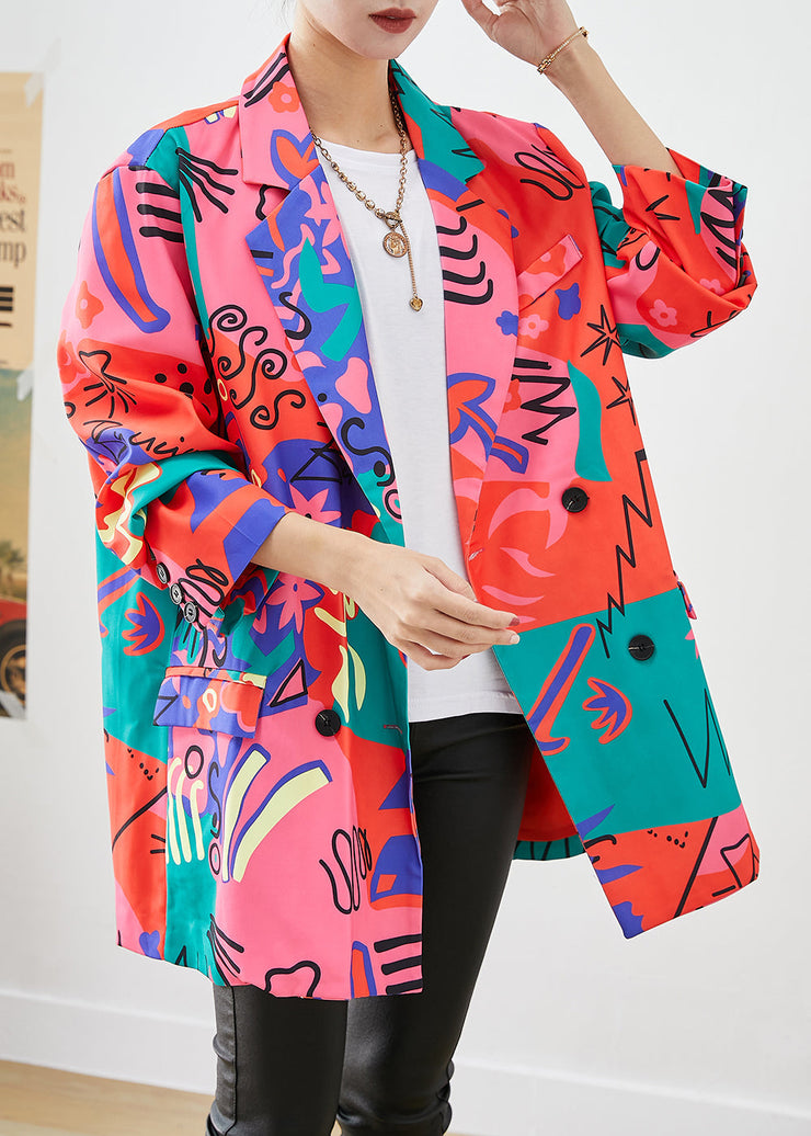 Art Original Design Lapel Print Spandex Coats Fall