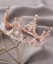 Art Pink Alloy Inlaid Zircon Crystal Beads Kids Crown