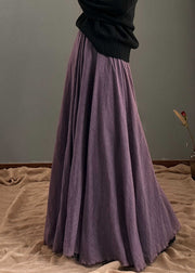 Art Purple Asymmetrical Elastic Waist Maxi Skirts Spring