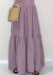 Art Purple O-Neck Patchwork Wrinkled Cotton Long Dress Summer