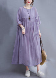 Art Purple Patchwork Long Beach Dress Summer