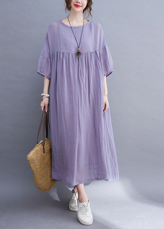 Art Purple Patchwork Long Beach Dress Summer