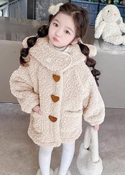 Art Purple Patchwork Pockets Faux Fur Girls Hoodie Long Coat Winter