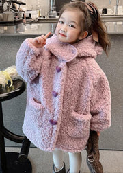 Art Purple Patchwork Pockets Faux Fur Girls Hoodie Long Coat Spring