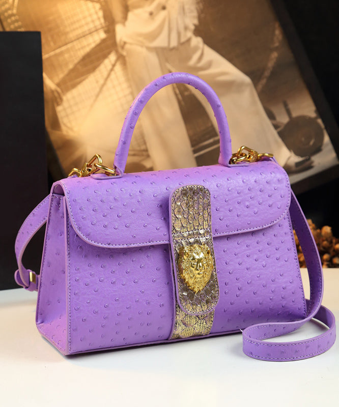 Art Purple Solid Durable Faux Leather Versatile Satchel Handbag