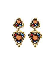 Art Rainbow Alloy Zircon Jade Drop Earrings