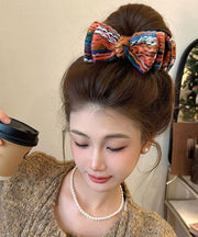 Art Rainbow Knitted Cotton Thread Bow Hairpin