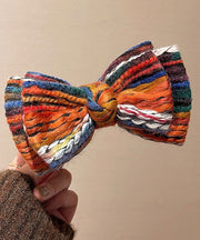 Art Rainbow Knitted Cotton Thread Bow Hairpin