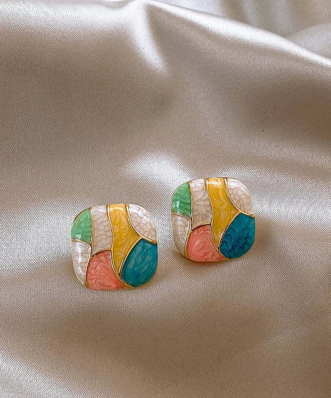 Art Rainbow Sterling Silver Alloy Enamel Stud Earrings