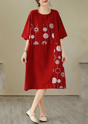 Art Red Dot Patchwork Maxi Dress Summer