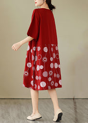 Art Red Dot Patchwork Maxi Dress Summer