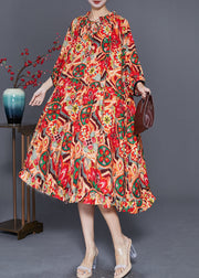 Art Red Oversized Print Exra Large Hem Robe Dresses Summer