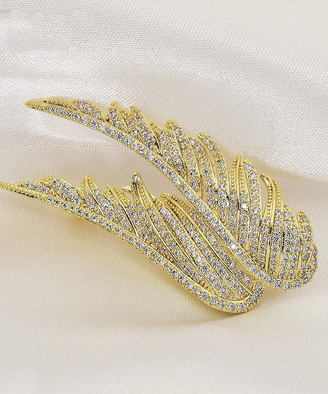 Art Silk Alloy Zircon Feather Brooches