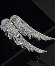 Art Silk Alloy Zircon Feather Brooches