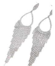 Art Silk Sterling Silver Zircon Water Drop Tassel Drop Earrings