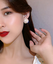 Art White Alloy Zircon Resin Stud Earrings