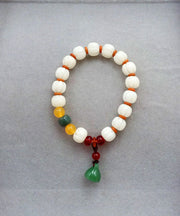 Art White Bodhi Root Chalcedony Coloured Glaze Agate Charm Bracelet