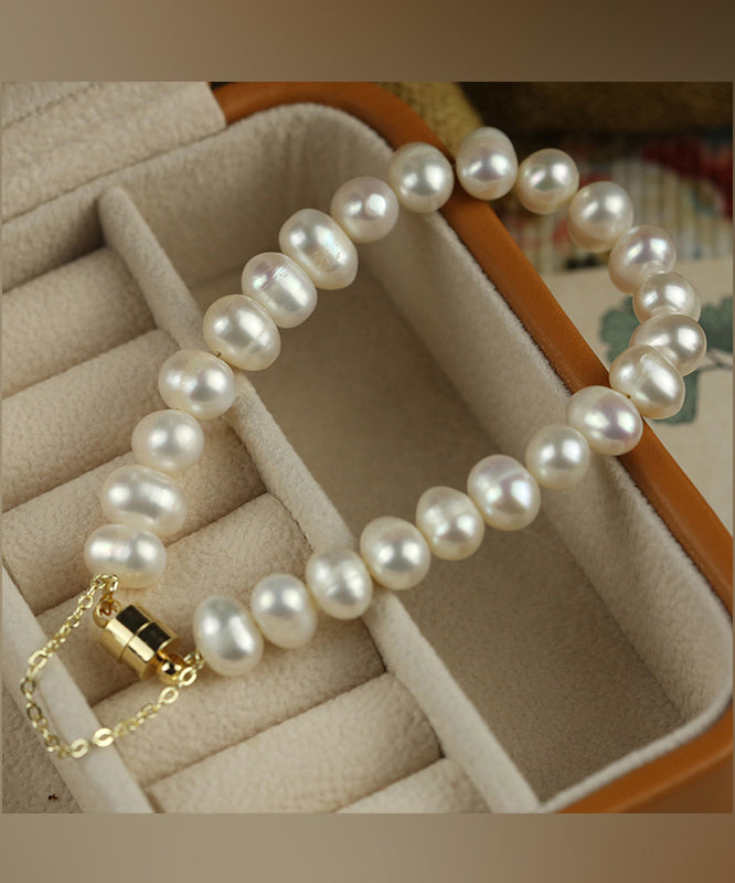 Art White Copper Overgild Pearl Chain Bracelet