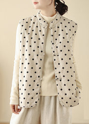 Art White Dot Chinese Button Fine Cotton Filled Vests Spring