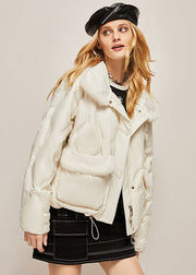 Art White Mink Hair Patchwork Drawstring Duck Down Canada Goose Jacket Winter