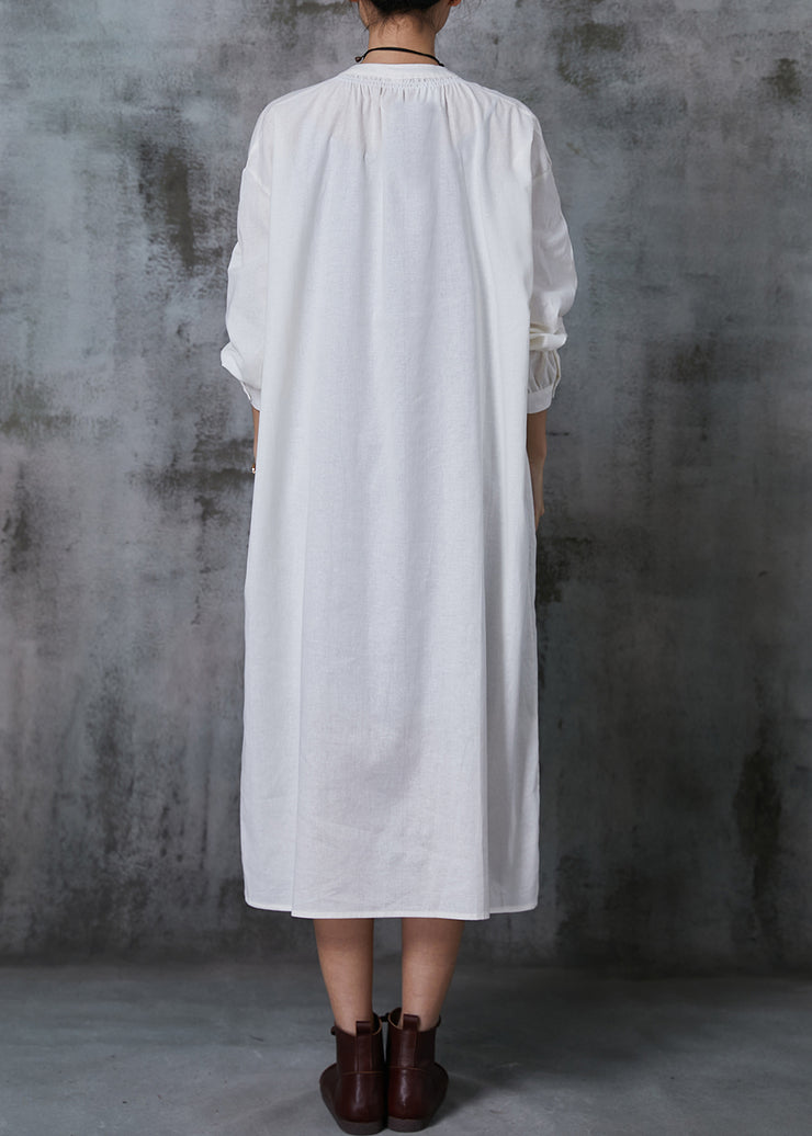 Art White Oversized Cotton Maxi Dress Spring