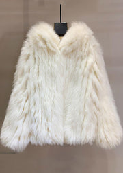 Art White Oversized Faux Fur Hooded Coat Winter