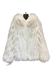 Art White Oversized Faux Fur Hooded Coat Winter