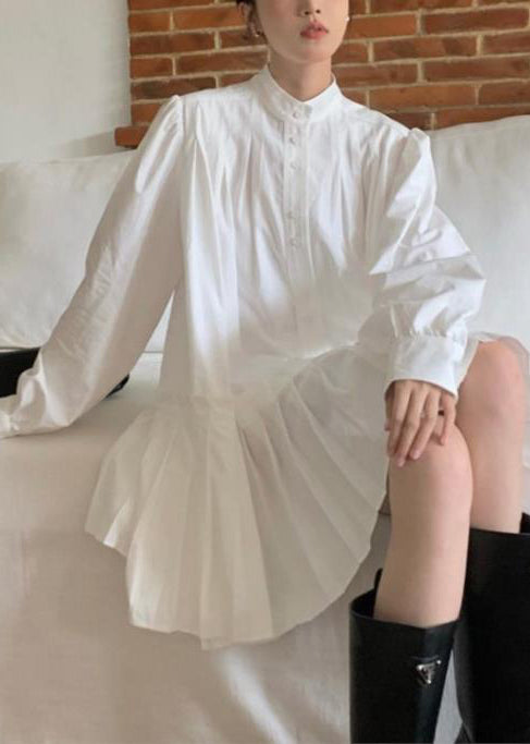 Art White Oversized Wrinkled Cotton Shirt Dress Spring