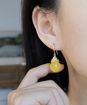 Art Yellow Sterling Silver Zircon Beeswax Drop Earrings