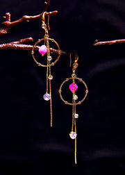 Art Zircon Tassels 14K Gold Long Drop Earrings 2024 new style