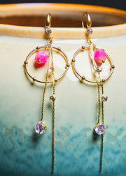 Art Zircon Tassels 14K Gold Long Drop Earrings 2024 new style