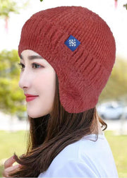 Autumn And Winter Orange Knitted Warm Ear Protection Boonie Hat