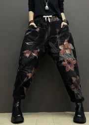 Autumn New Printed Denim Elastic Waist Harlan Pants