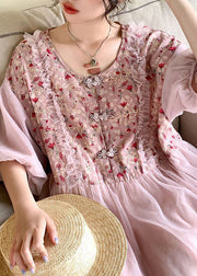 Beautiful Apricot O-Neck Embroideried Tulle Patchwork Maxi Dresses Half Sleeve