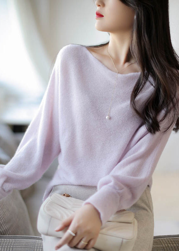 Beautiful Beige Slash Neck Patchwork Woolen Knit Sweaters Fall