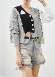 Beautiful Black Asymmetrical Patchwork Knit Cardigan Fall