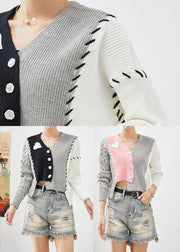 Beautiful Black Asymmetrical Patchwork Knit Cardigan Fall