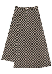 Beautiful Black Asymmetrical Plaid Knit Skirts Spring