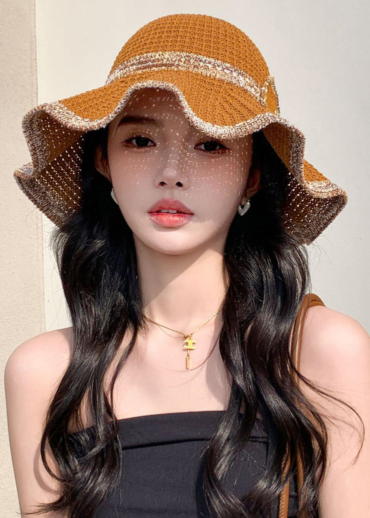 Beautiful Black Hollow Out Bow Knit Bucket Hat