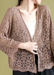 Beautiful Black Hollow Out Knit Loose Cardigans Summer