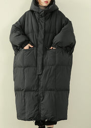 Beautiful Black Hooded Casual Duck Down Down Coat Winter