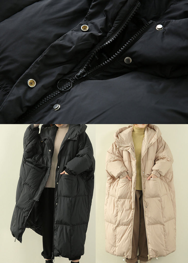 Beautiful Black Hooded Casual Duck Down Down Coat Winter