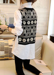 Beautiful Black Knit Vest And White Shirts Two Pieces Set Fall