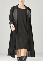 Beautiful Black Oversized Rivet Chiffon Two Pieces Set Spring