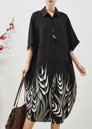 Beautiful Black Print Patchwork Shirt Dress Summer