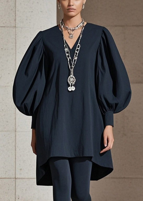 Beautiful Black Puff Sleeve Cotton Work Dress Fall