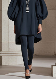 Beautiful Black Puff Sleeve Cotton Work Dress Fall