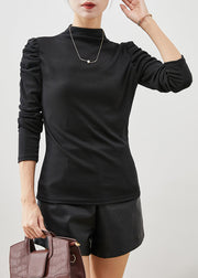 Beautiful Black Puff Sleeve Silm Fit Cotton Top