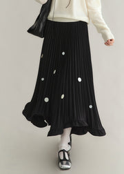 Beautiful Black Ruffled Sequins Dot Maxi Skirts Spring