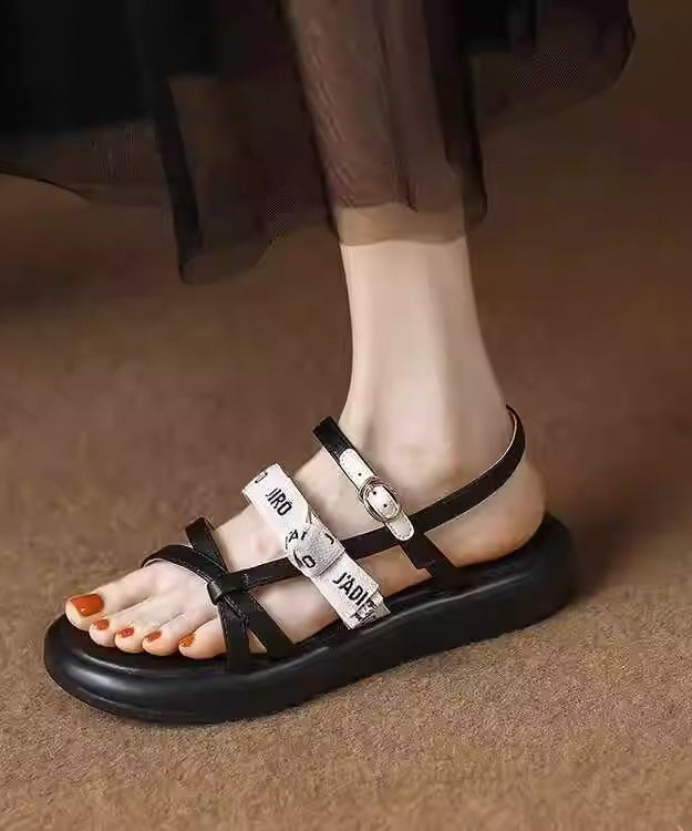 Beautiful Black Splicing Platform Walking Sandals Peep Toe